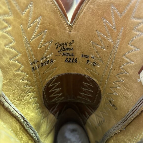 Tony Lama 6216 Vintage Gold Label Wingtip Urban Cowboy Boots Mens 9 D - Picture 4 of 12